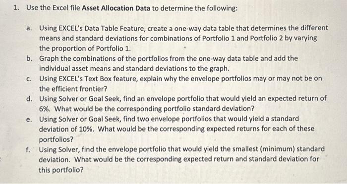  please show work in excel. 1. Use the Excel file Asset