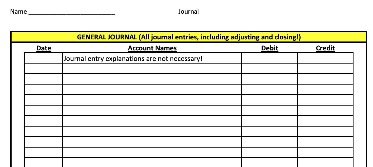 papers provided in a separate file)! 1. Record each transaction in the