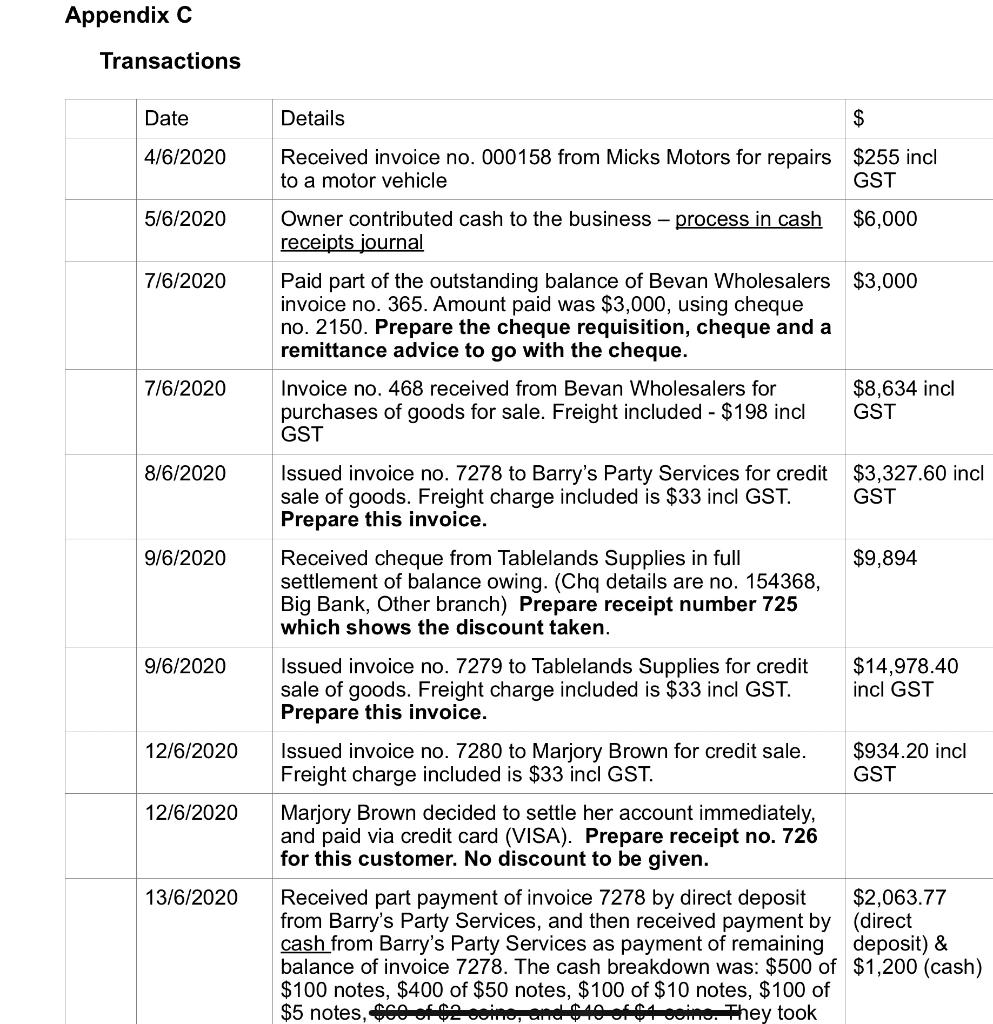 the outstanding balance of Bevan Wholesalers $3,000 invoice no. 365. Amount paid