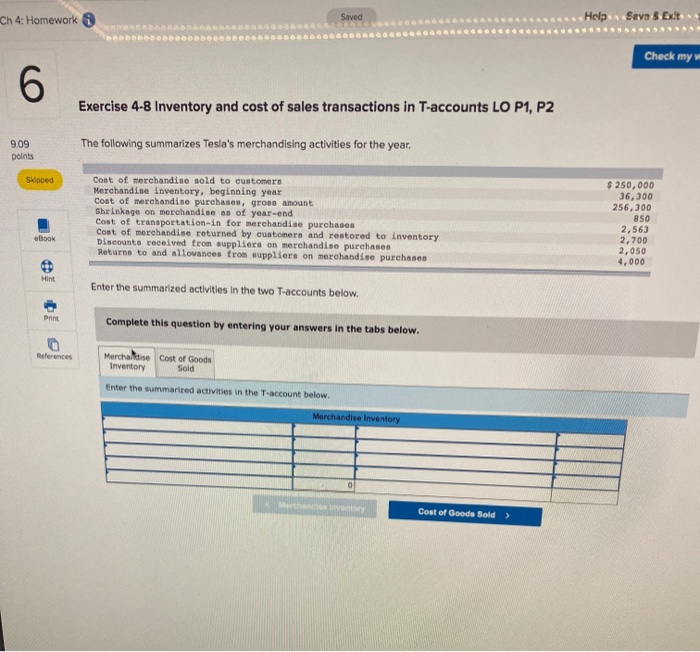  Ch 4: Homework Saved Help Seva S Ext Check my w