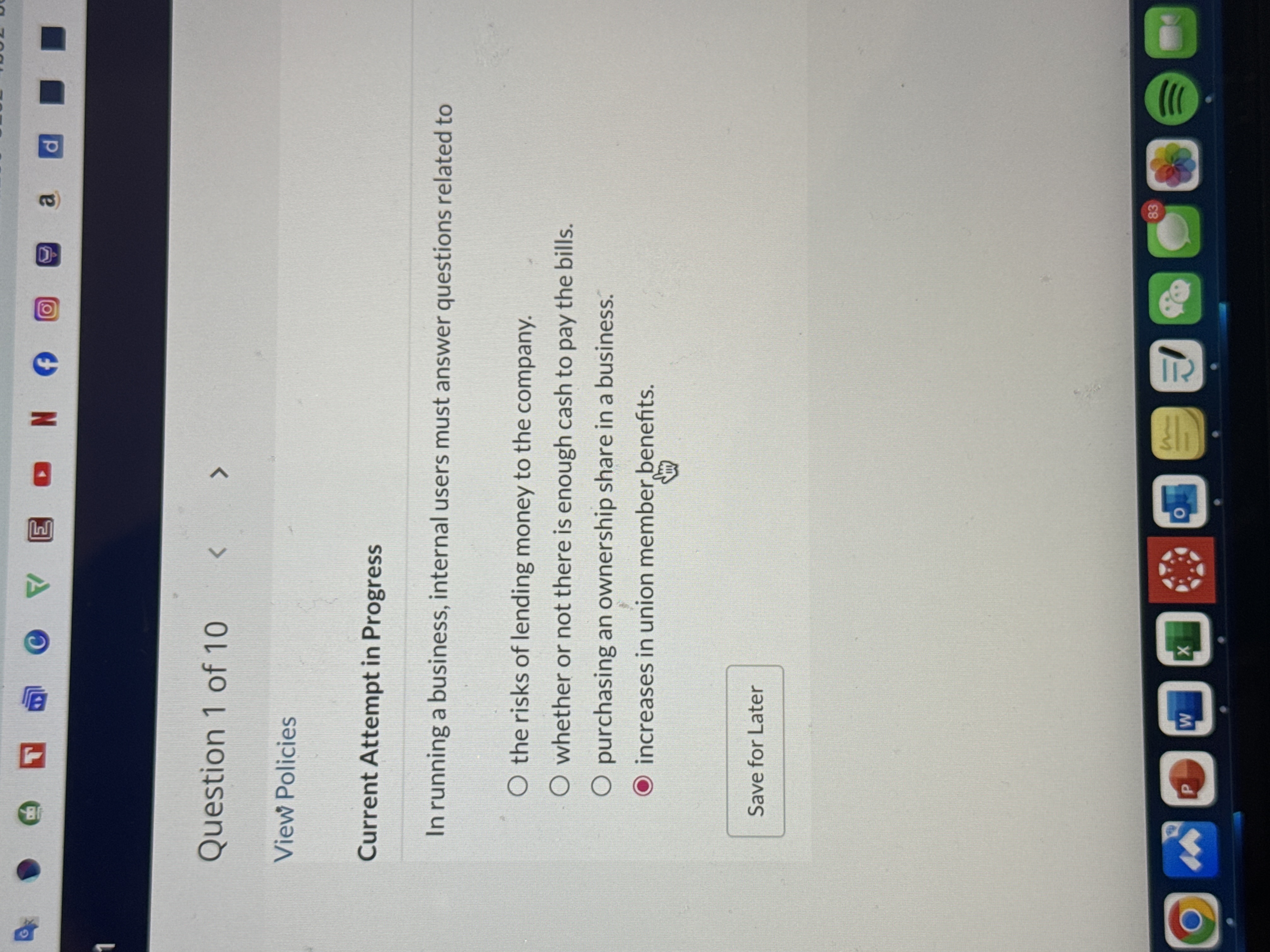  Current Attempt in Progress In running a business, internal users must