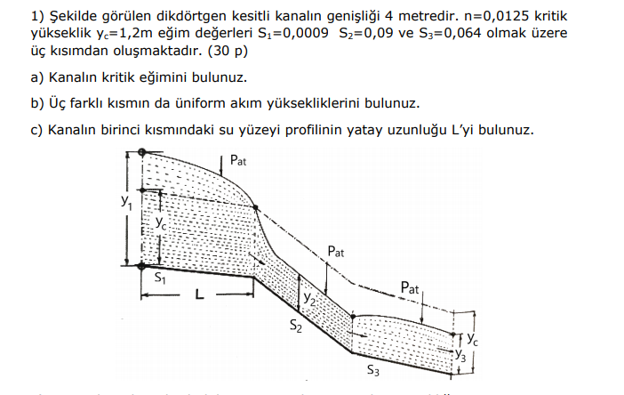 1) The rectangular sectional channel seen in the figure is 4 meters.