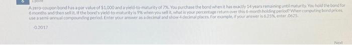  need some help using on excel A 7% coupron bond has