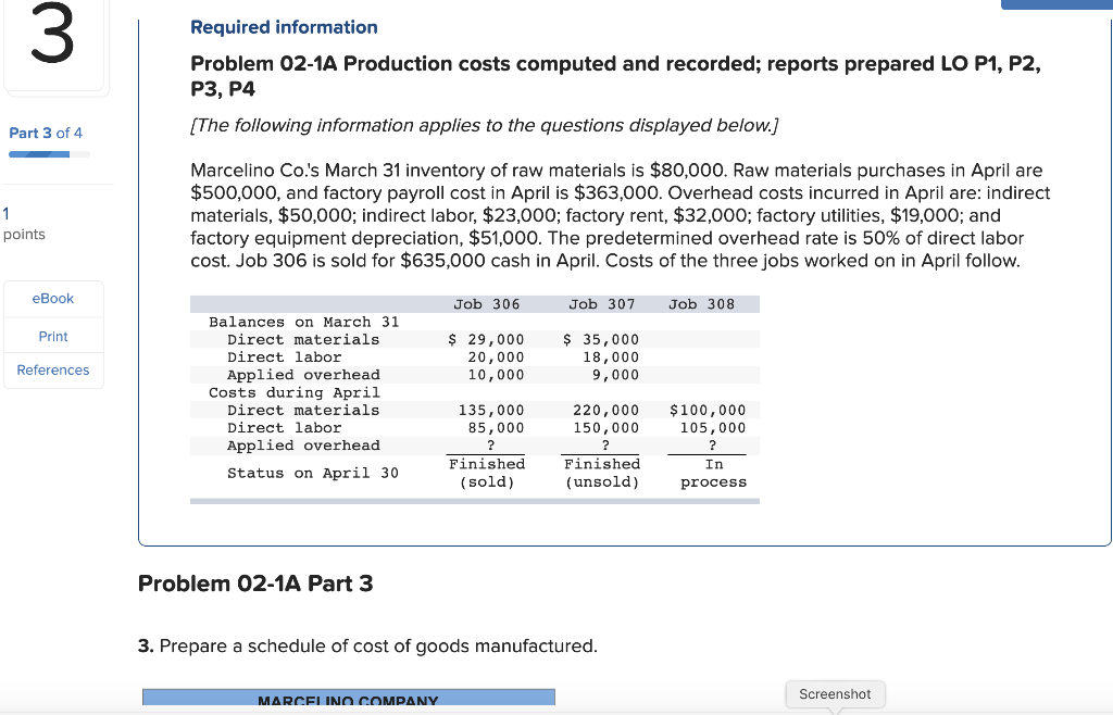 Number 3 Required information Problem 02-1A Production costs computed and recorded; reports