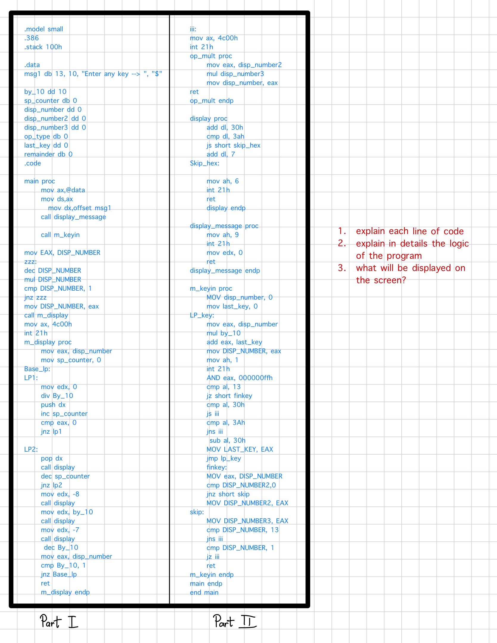  program 2- .model small .386 .stack 100h .data msg1 db 13,10,