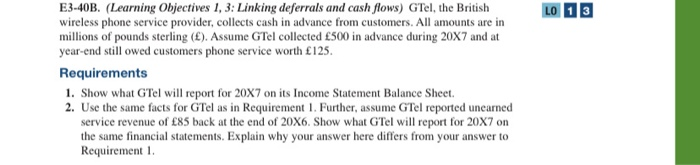  LO E3-40B. (Learning Objectives 1, 3: Linking deferrals and cash flows)