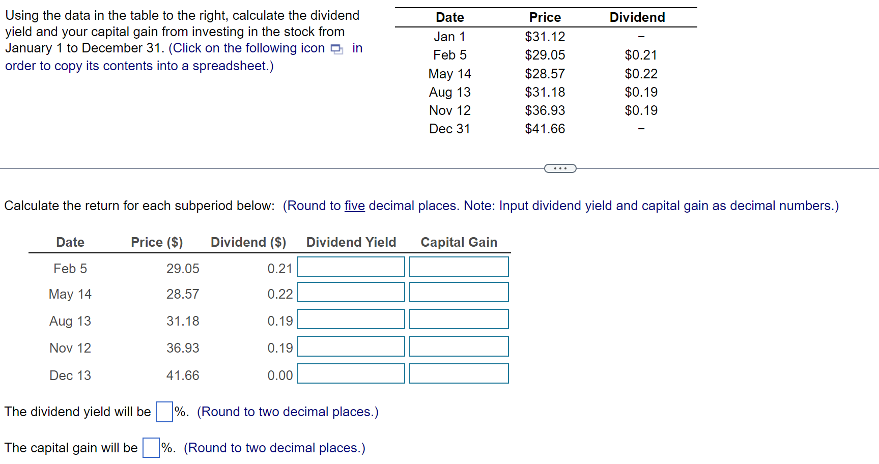 Using the data in the table to the right, calculate the