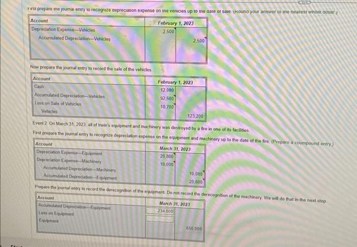 one of its facilities. 3. On May 1, the equipment was replaced