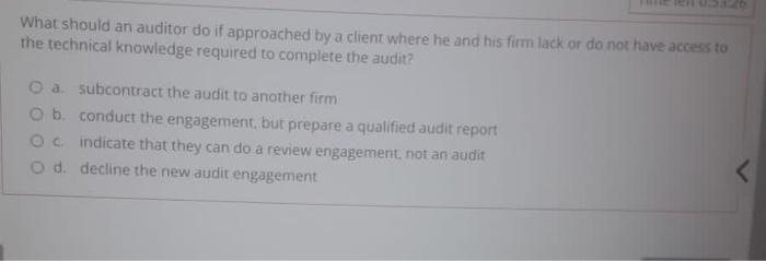  What should an auditor do if approached by a client where