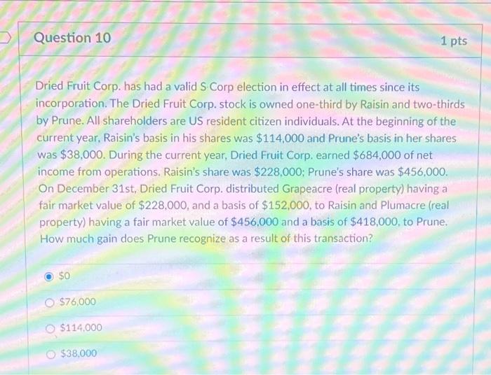  Dried Fruit Corp. has had a valid S Corp election in