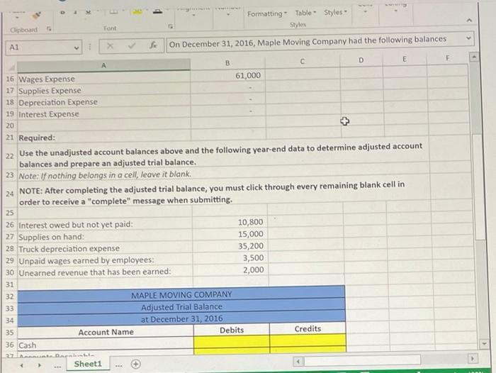 Maple Moving Company had the following balances F B D 1 on