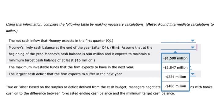 quarters (one year plus the first quarter of next year). The cash