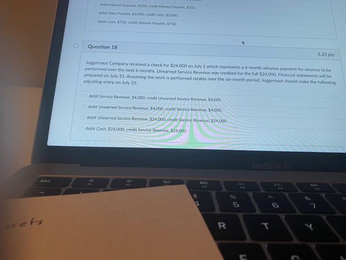  debit interest Expense 5250: credit interest Payable $250 debit Note Payable,