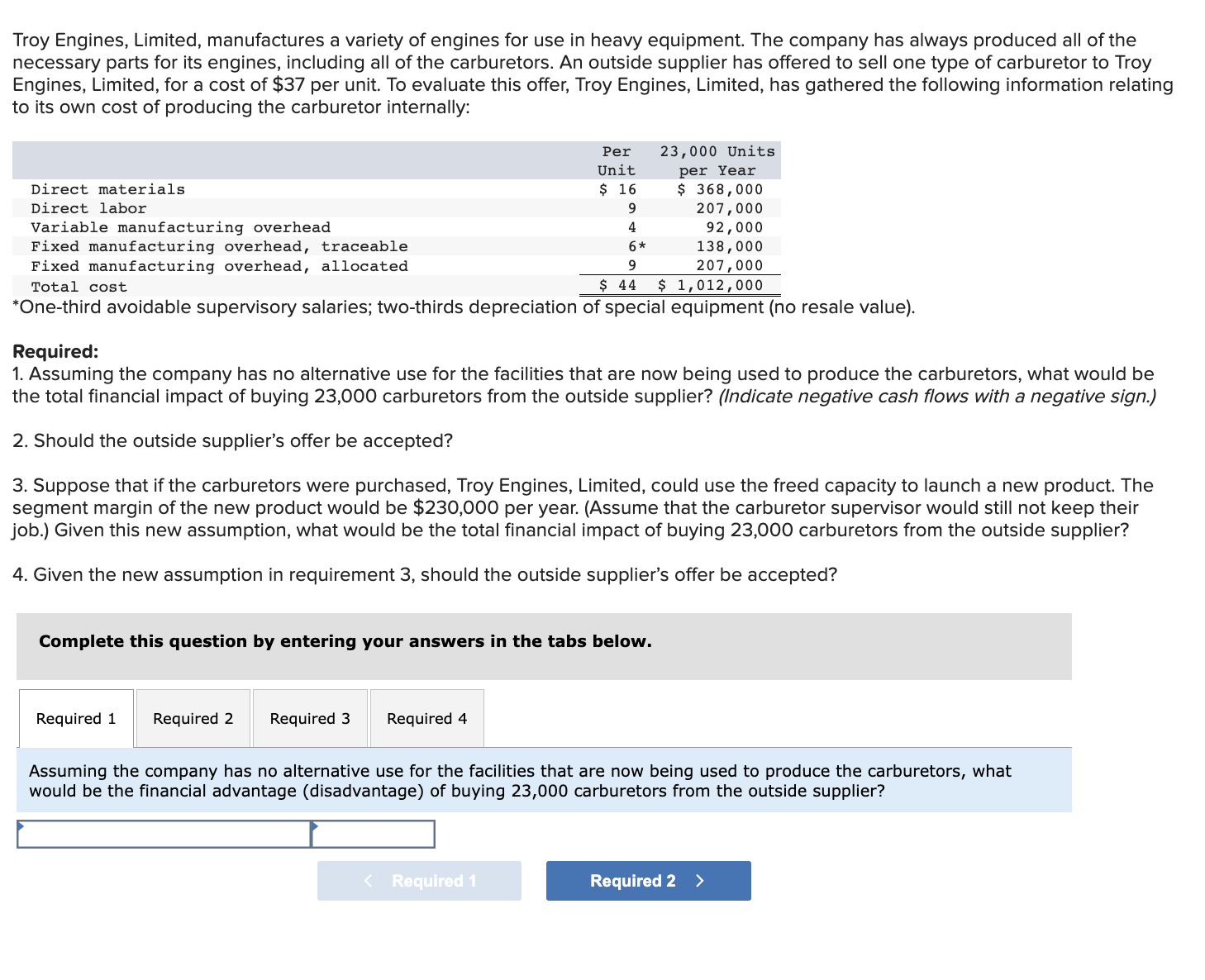 if the carburetors were purchased, Troy Engines, Limited, could use the freed