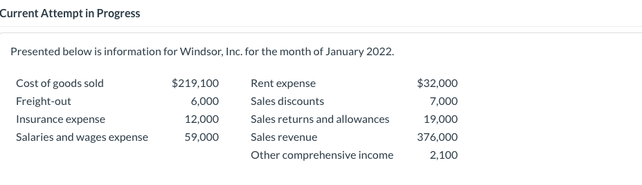  Current Attempt in Progress Presented below is information for Windsor, Inc.