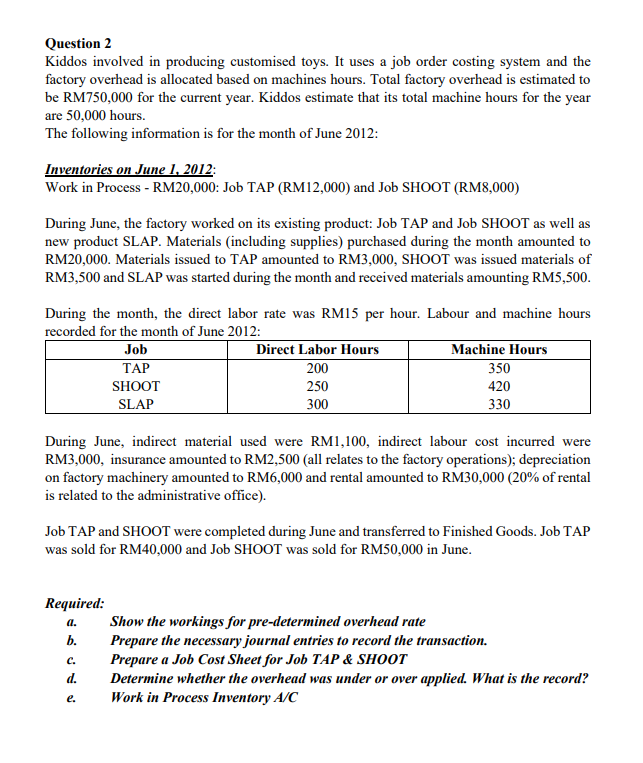 Question 2 Kiddos involved in producing customised toys. It uses a