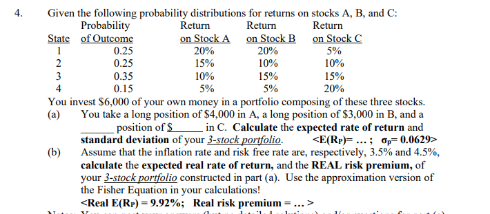 Show all steps and work please: Given the following probability distributions for