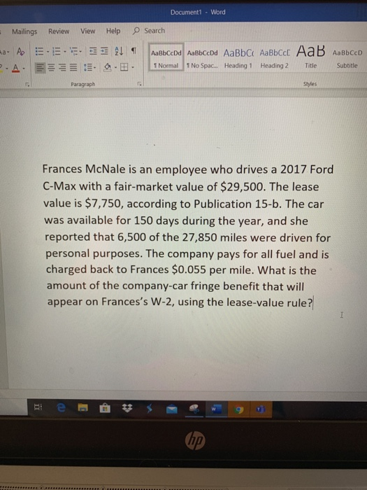  Document1 - Word - Mailings Review View Help Search MA EEEE