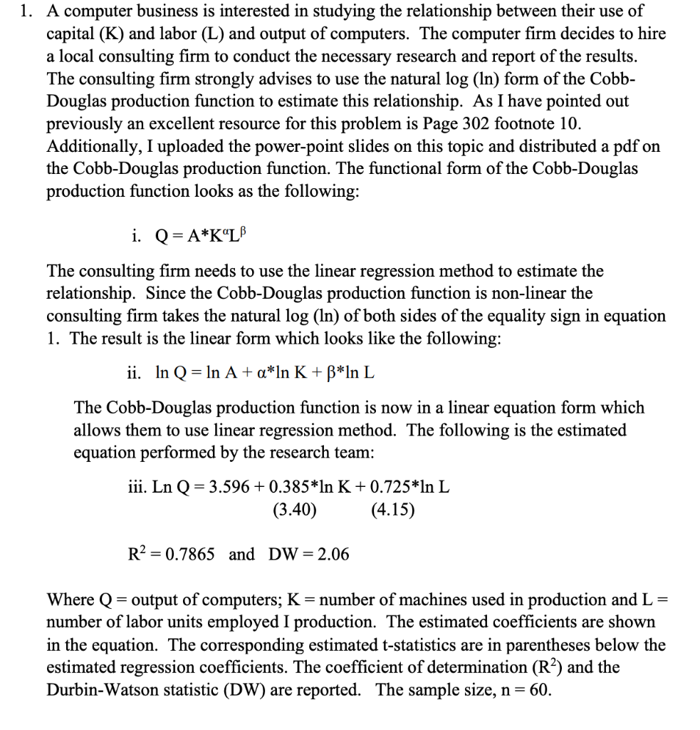 A computer business is interested in studying the relationship between their