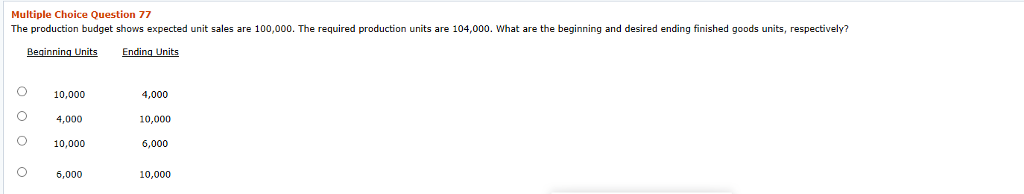10500 67500 Multiple Choice Question 127 Sunland Companyreported the following information for