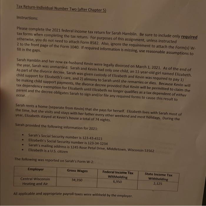  pls fill in form 1040 by using this information below 2022