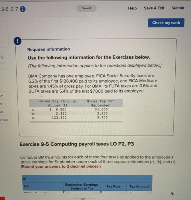  9-5,6,70 Saved Help Save & Exit Submit Check my work !