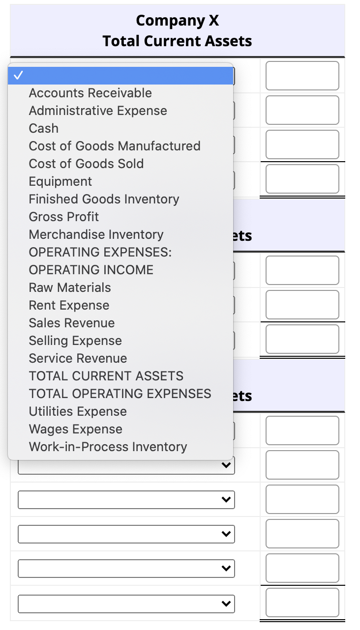 92,400 Sellilng Expenses 20,000 Company Y Accounts Receivable 11,000 Cash 8,900 Equipment