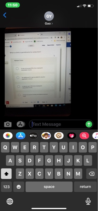  11:50 GY Gao > o o A Text Message &Pay A