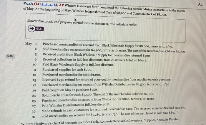  P5.1A (LO 2, 3, 4, 6), AP Winters Hardware Store completed