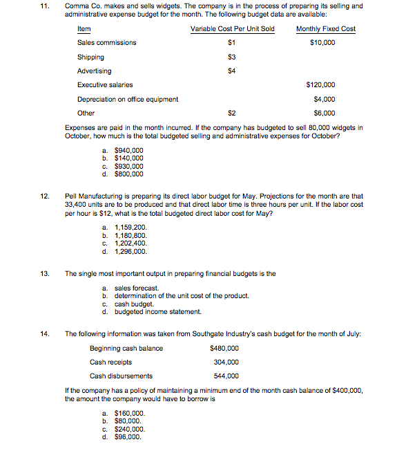 True False 2. The master budget reflects management's long-term plans encompassing five