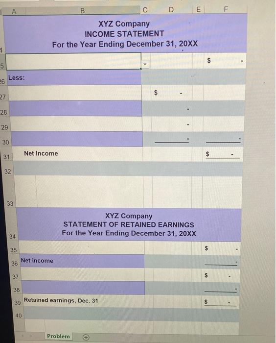 the boxed areas within the shell financial statements and use the drop-down