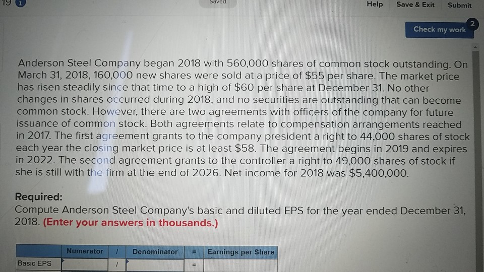  Saved Help Save & Exit Submit 2 Check my work Anderson