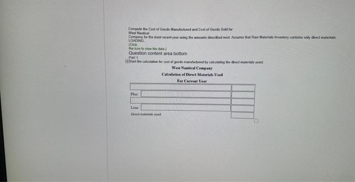 Print Done Cemputs the Cost of Goeds Vandactured and Cost of Geods