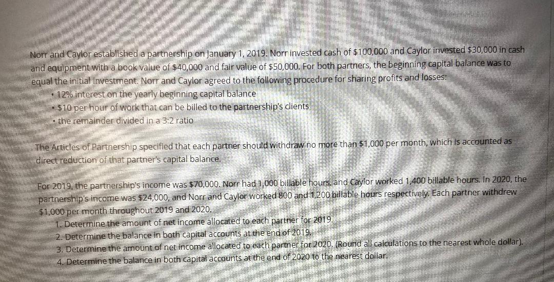 Norr, Caylor Partnership Save file as Week 2-Your first name-Your last name