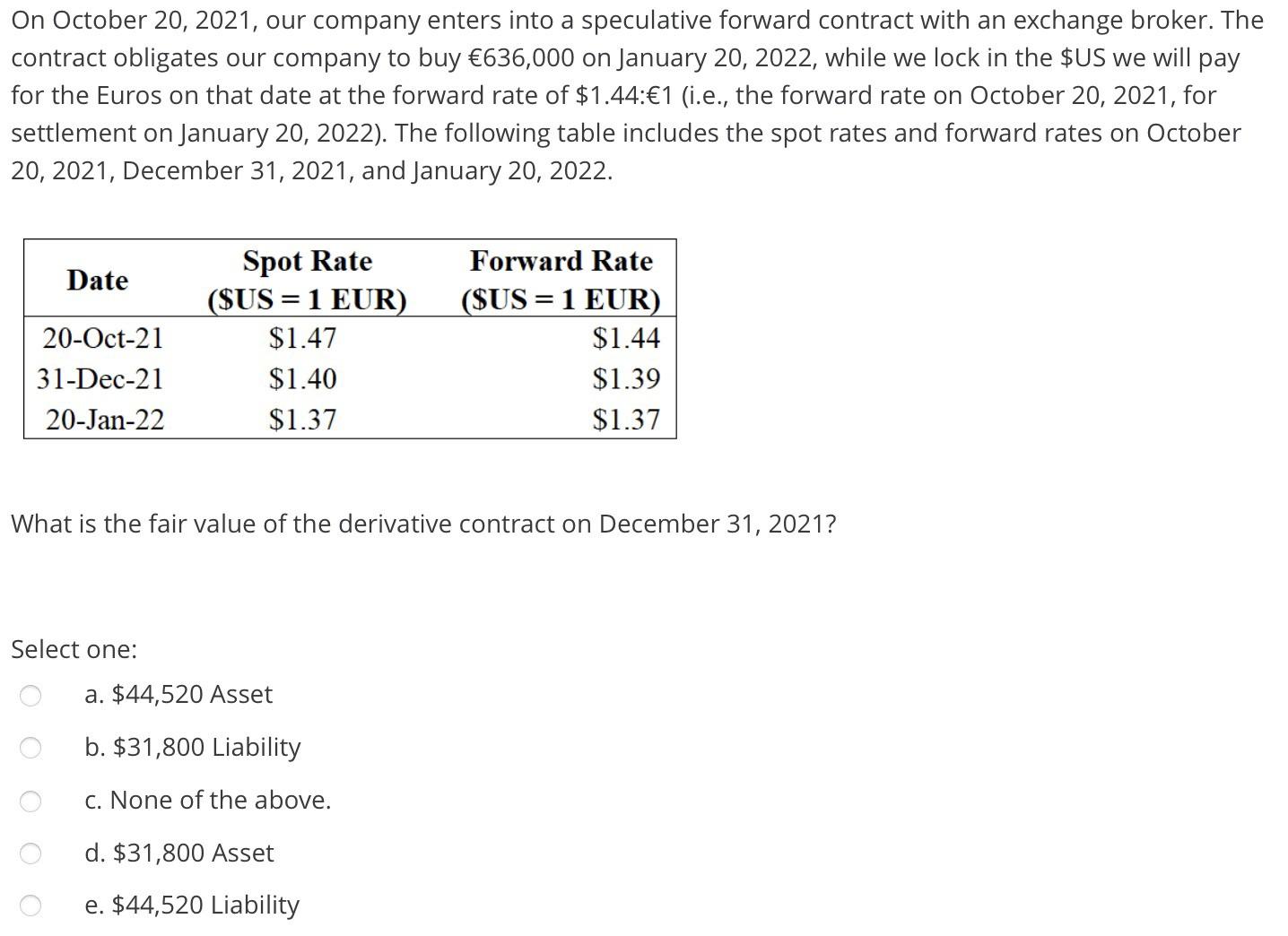  On October 20,2021, our company enters into a speculative forward contract