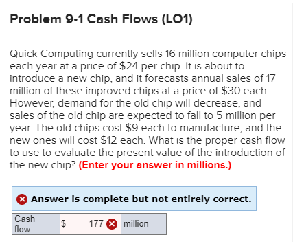  Problem 9-1 Cash Flows (LO1) Quick Computing currently sells 16 million