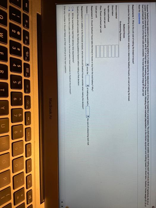  1st drop down is ( should seafood house bake the bread