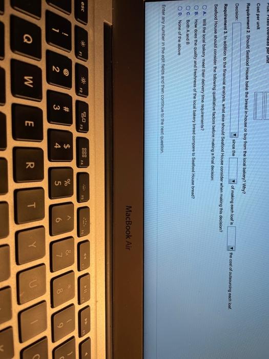 in house or buy the bread) 2nd drop down is ( fixed