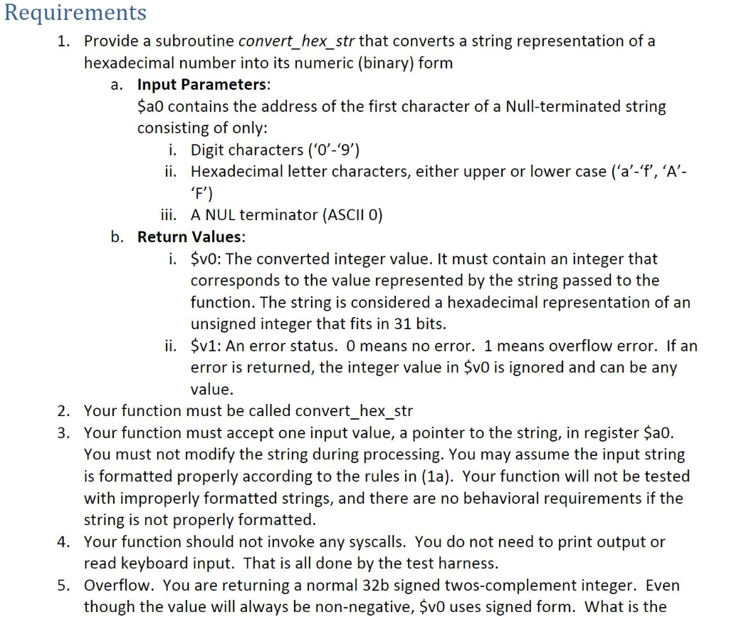 You are to write a function in MIPS assembly for use in