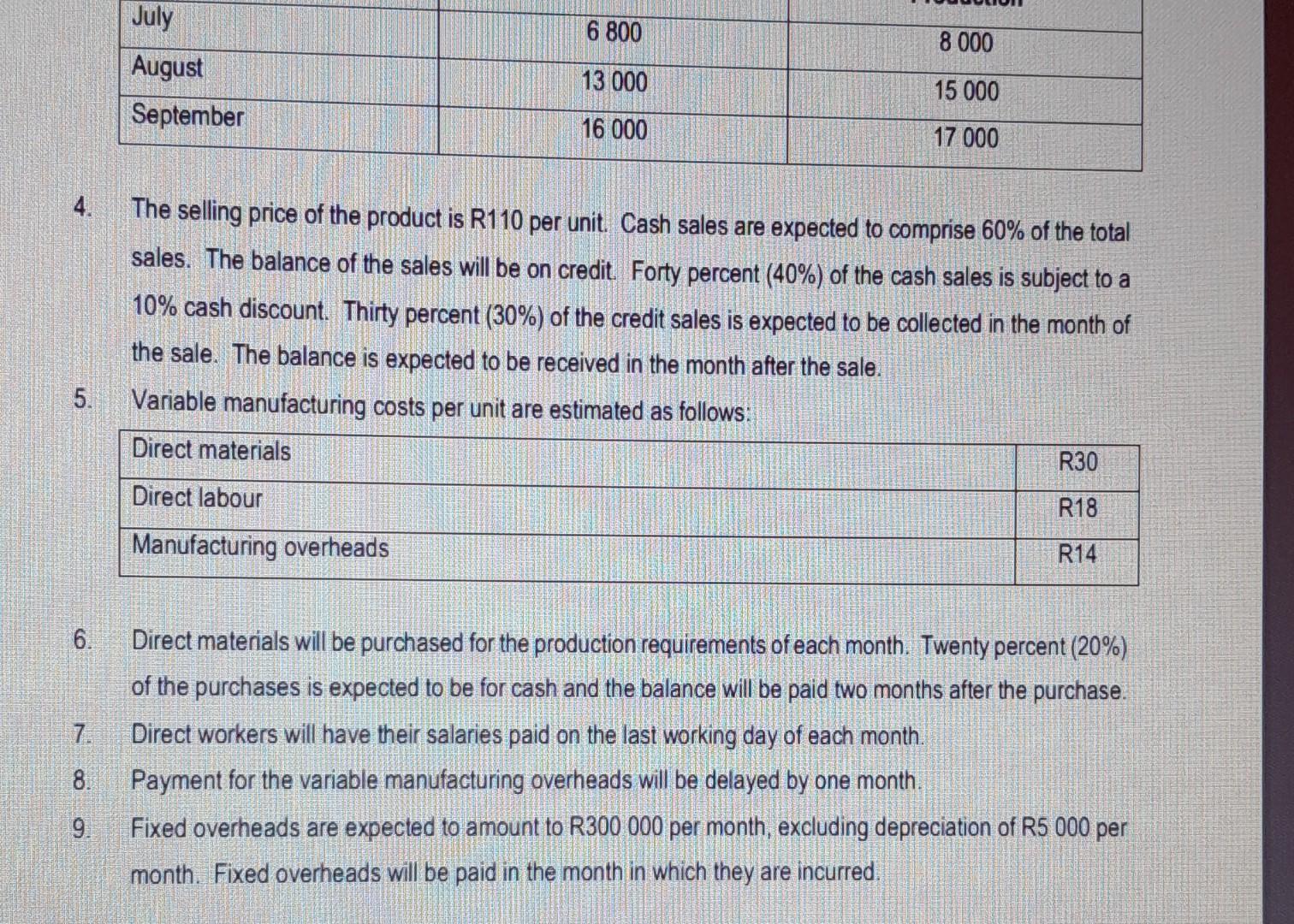 the first three months of operations (i.e. July, August and September 2023):