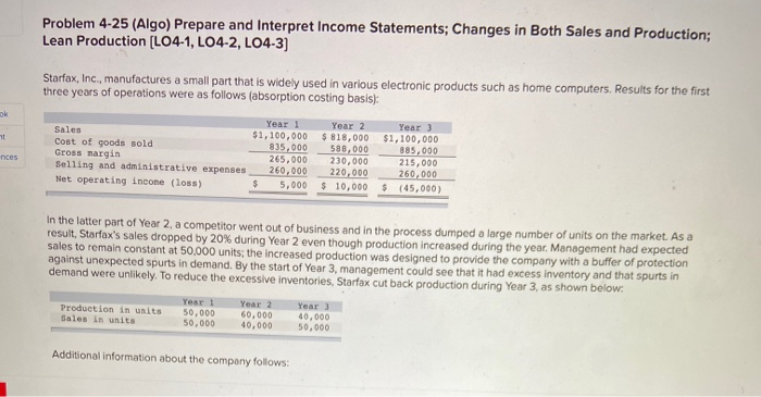  Problem 4-25 (Algo) Prepare and Interpret Income Statements; Changes in Both