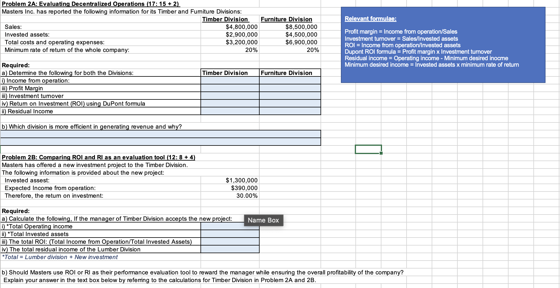  Problem 2A: Evaluating Decentralized Operations (17: 15 + 2) Masters Inc.