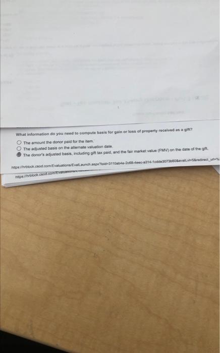  What information do you need to compute basis for gain of