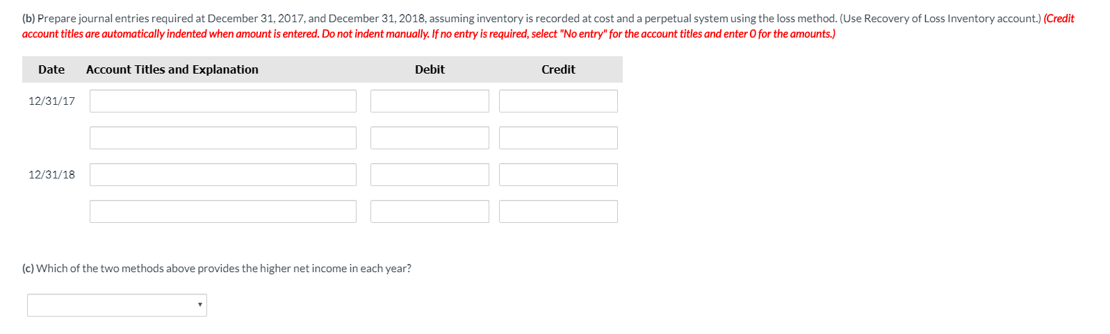 began operations in 2017 and determined its ending inventory at cost and