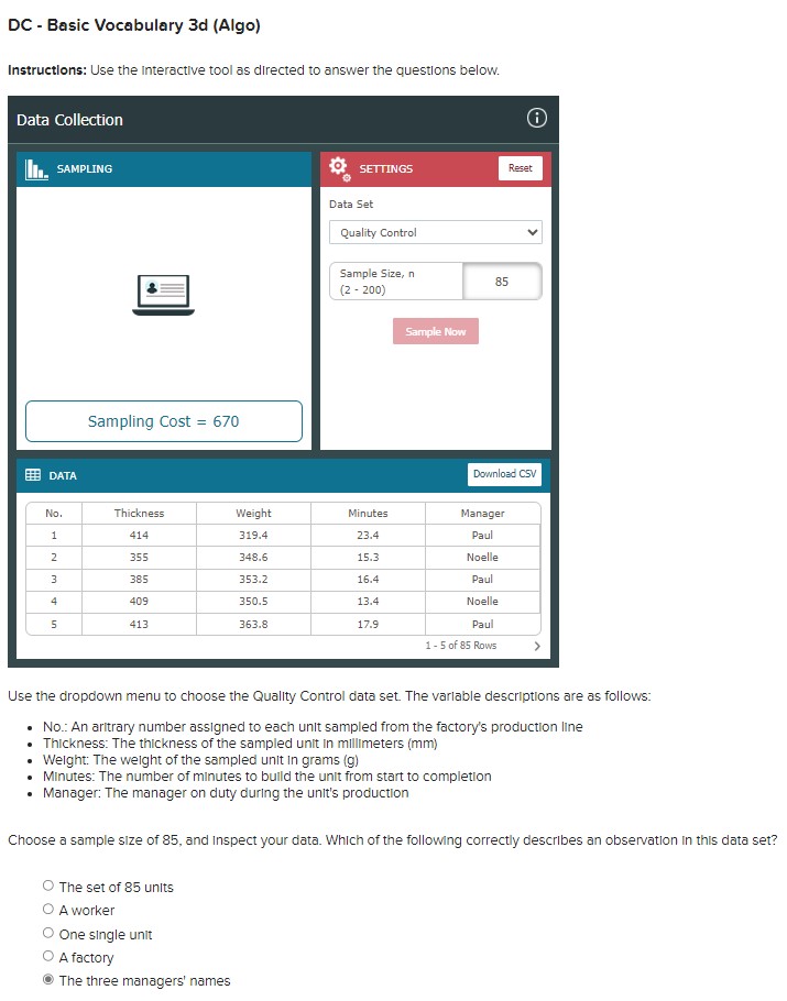  DC - Basic Vocabulary 3d (Algo) Instructions: Use the interactive tool