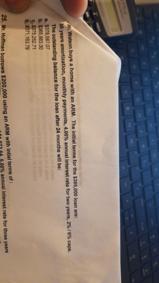 buys a home with an ARM. The initial terms for the $385,000