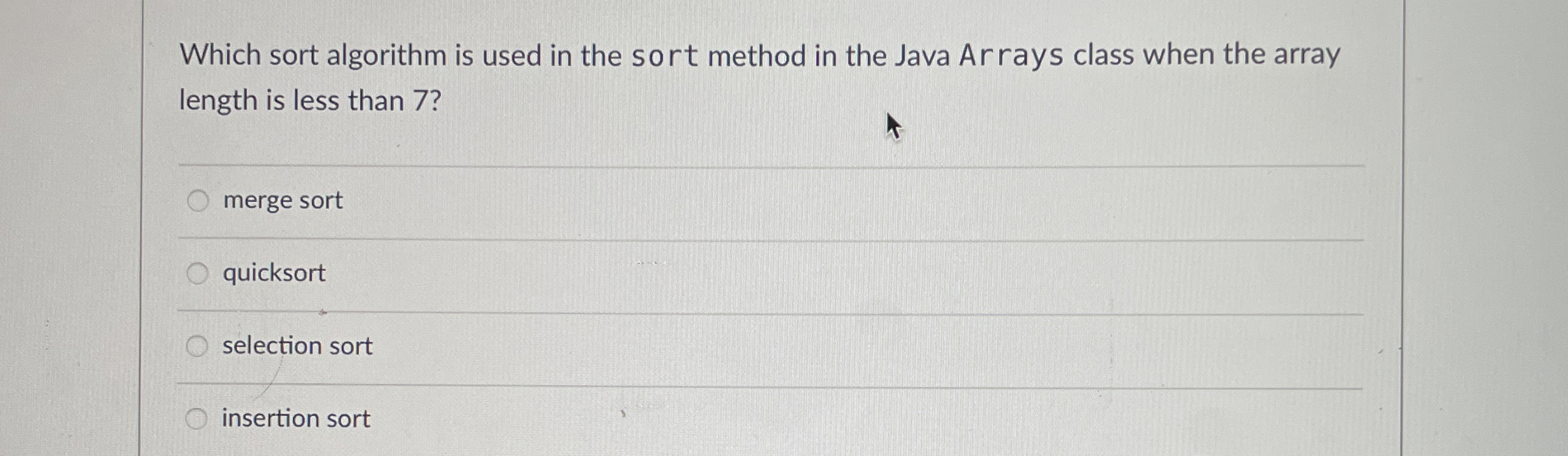  Which sort algorithm is used in the sort method in the