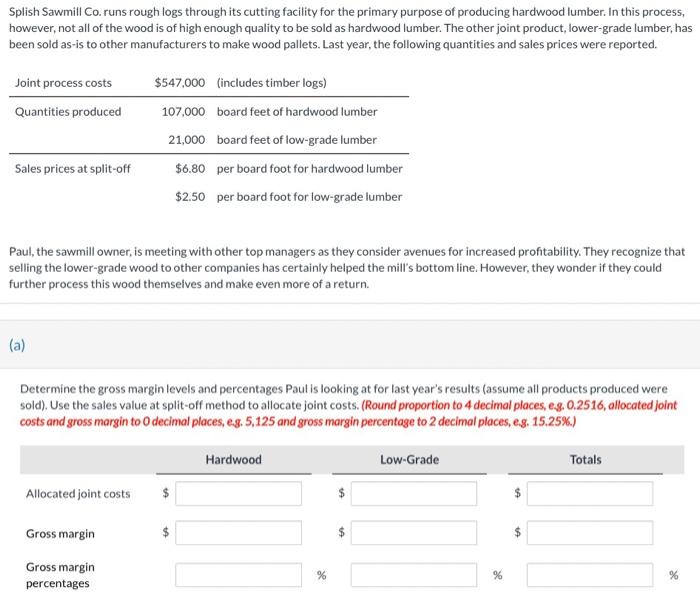  Splish Sawmill Co. runs rough logs through its cutting facility for