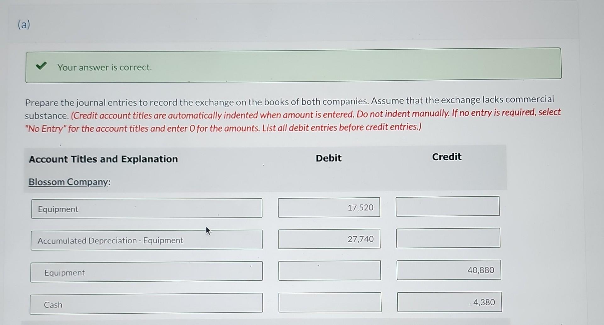 exchanged equipment used in its manufacturing operations plus $4,380 in cash for