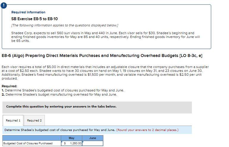 to the questions displayed below.] Shadee Corp. expects to sell 560 sun
